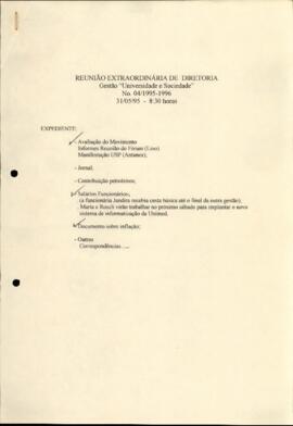 Ata de Reunião da Diretoria  número 4 / 1995-1996 em 31/05/1995 às 08:30.