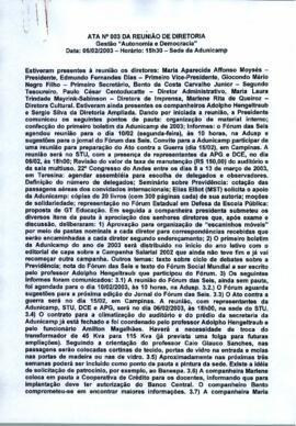 Ata de Reunião da Diretoria 2002-2004 em 05/02/2003 às 15:30.