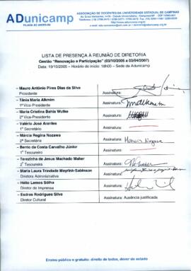Ata de Reunião da Diretoria 2005-2007 em 19/10/2005 às 12:00.