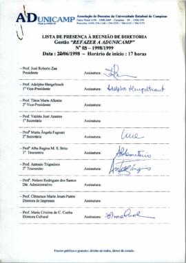 Ata de Reunião da Diretoria número 03 / 1998-1999 em 22/06/1998 às 17:00.