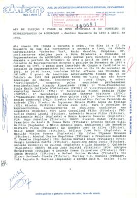 Ata de Eleição e Posse da Décima Segunda Diretoria e Conselho de Representantes (gestão 1993 a 19...