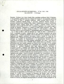 Ata de Reunião da Diretoria  número 6 / 1995-1996 em 22/06/1995 às 15:30.