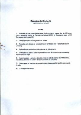 Ata de Reunião da Diretoria 1999-2001 em 19/02/2001 às 10:00.