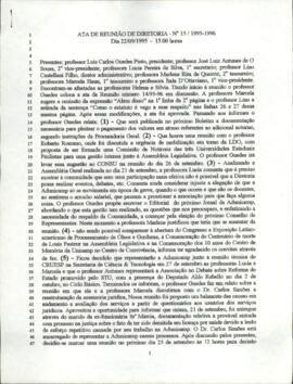 Ata de Reunião da Diretoria  número 15 / 1995-1996 em 22/09/1995 às 15:00.