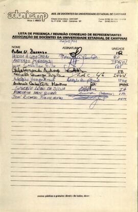 Lista de presença de Ata de Conselho de Representantes de 02-05-1994