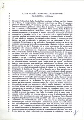 Ata de Reunião da Diretoria  número 24 / 1995-1996 em 23/01/1996 às 10:30.