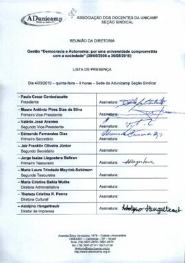 Ata de Reunião da Diretoria 2008-2010 em 04/03/2010 às 09:00.