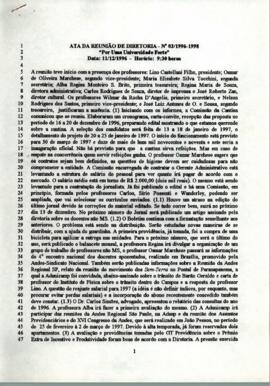 Ata de Reunião da Diretoria número 03 / 1996-1998 em 11/12/1996 às 09:30.