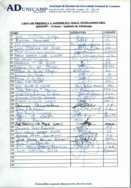 Lista de presença de Ata de Assembleia Geral Extraordinária de 26-03-1997