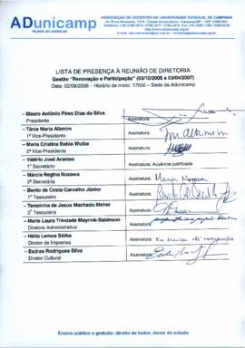 Ata de Reunião da Diretoria 2005-2007 em 02/08/2006 às 17:00.