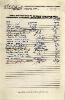 Lista de presença de Ata de Conselho de Representantes de 27-05-1994