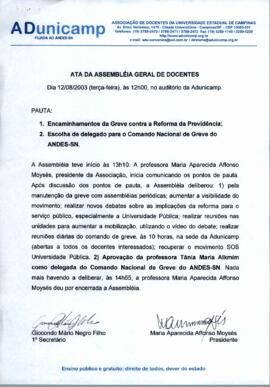 Ata de Assembleia Geral de 12-08-2003