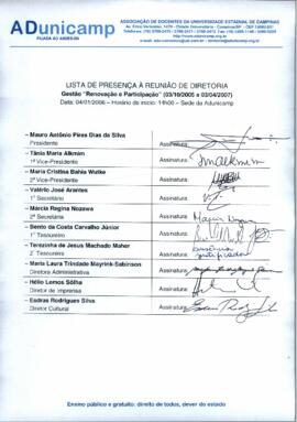 Ata de Reunião da Diretoria 2005-2007 em 04/01/2006 às 14:00.