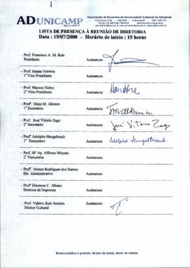 Ata de Reunião da Diretoria 1999-2001 em 19/07/2000 às 15:00.