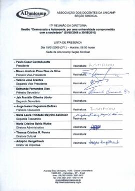 Ata de Reunião da Diretoria 2008-2010 em 19/01/2009 às 09:00.