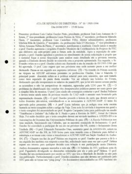 Ata de Reunião da Diretoria  número 10 / 1995-1996 em 04/08/1995 às 15:00.