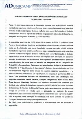 Ata de Assembleia Geral Extraordinária de 18-01-2001