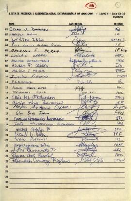 Lista de presença de Ata de Assembleia Geral Extraordinária de 24-03-1994