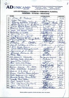 Lista de presença de Ata de Assembleia Geral de 19-05-2000