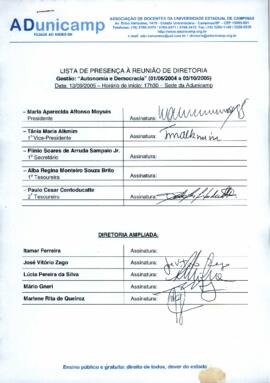 Ata de Reunião da Diretoria 2004-2005 em 13/09/2005 às 17:30.