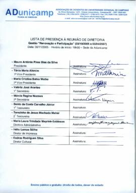 Ata de Reunião da Diretoria 2005-2007 em 30/11/2005 às 18:00.