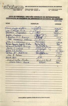 Lista de presença de Ata de Conselho de Representantes de 24-05-1994
