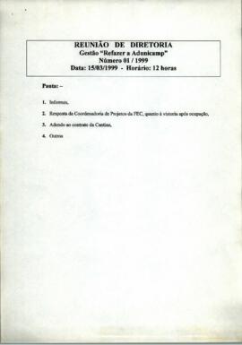 Ata de Reunião da Diretoria número 13 / 1998-1999 em 15/03/1999 às 12:00.