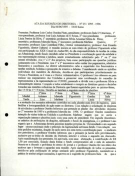 Ata de Reunião da Diretoria  número 5 / 1995-1996 em 06/06/1995 às 18:00.