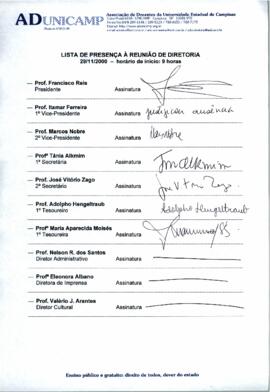 Ata de Reunião da Diretoria 1999-2001 em 29/11/2000 às 09:00.