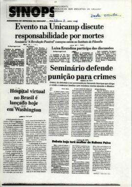 Recortes de artigos de jornais publicados em 1996 a respeito do andamento da investigação das oss...