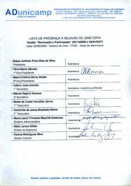Ata de Reunião da Diretoria 2005-2007 em 23/06/2006 às 17:00.