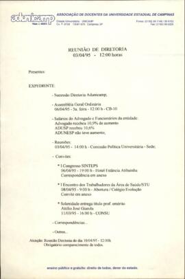 Ata de Reunião da Diretoria  em 03/04/1995 às 12:00.