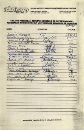 Lista de presença de Ata de Conselho de Representantes de 30-05-1994