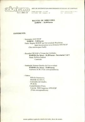 Ata de Reunião da Diretoria em 22/08/1994 às 16:00.