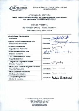 Ata de Reunião da Diretoria 2008-2010 em 10/09/2009 às 09:00.
