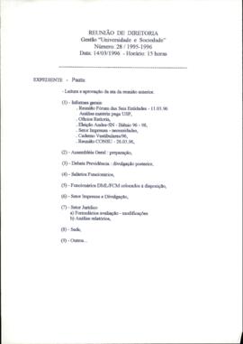 Ata de Reunião da Diretoria número 28 / 1995-1996 em 14/03/1996 às 15:00.