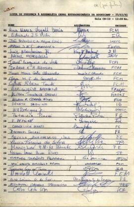 Lista de presença de Ata de Assembleia Geral Extraordinária de 21-03-1991