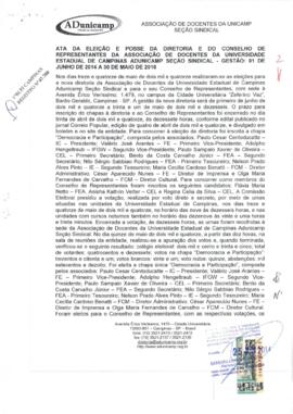 Ata de Eleição e Posse da Vigésima Quinta Diretoria e Conselho de Representantes (gestão 2014 a 2...