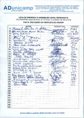 Lista de presença de Ata de Assembleia Geral de 30-05-2005