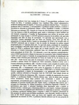 Ata de Reunião da Diretoria  número 14 / 1995-1996 em 15/09/1995 às 15:00.