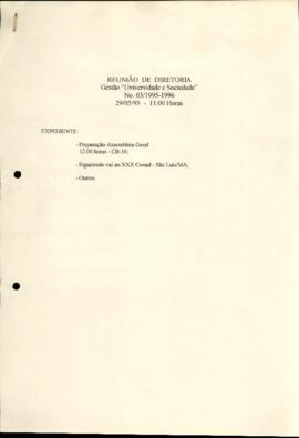 Ata de Reunião da Diretoria  número 3 / 1995-1996 em 29/05/1995 às 11:00.