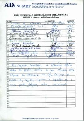 Lista de presença de Ata de Assembleia Geral Extraordinária de 12-02-1997