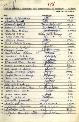 Lista de presença de Ata de Assembleia Geral Extraordinária de 13-11-1991