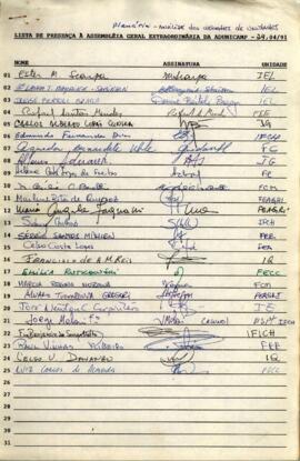 Lista de presença de Ata de Assembleia Geral Extraordinária de 24-04-1991