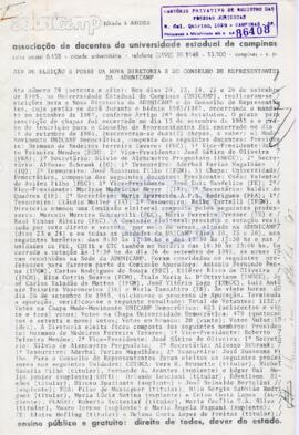 Ata de Eleição e Posse da Sexta Diretoria e do Conselho de Representantes (gestão 1985 a 1987).