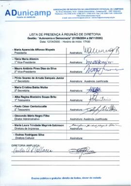 Ata de Reunião da Diretoria 2004-2005 em 12/04/2005 às 17:30.