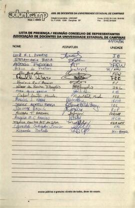 Lista de presença de Ata de Conselho de Representantes de 23-05-1994