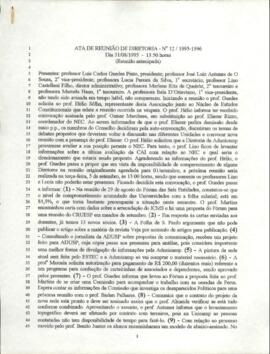 Ata de Reunião da Diretoria  número 12 / 1995-1996 em 31/08/1995 às 13:50.