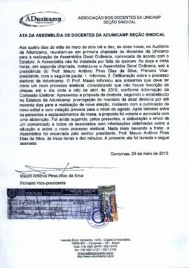 Ata de Assembleia Geral Ordinária de 04-05-2010