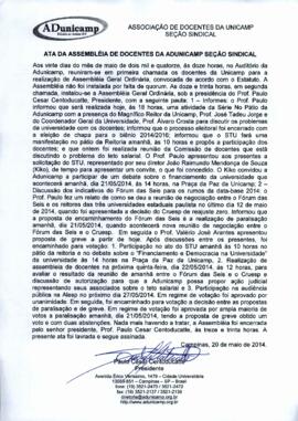 Lista de presença de Ata de Reunião de 20-05-2014